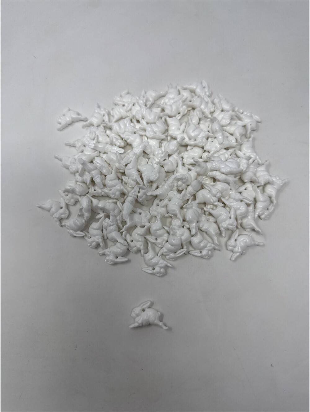 Tiny Bunny Rabbit White Pieces With Hole For Bracelet Or Necklace 106 Pieces